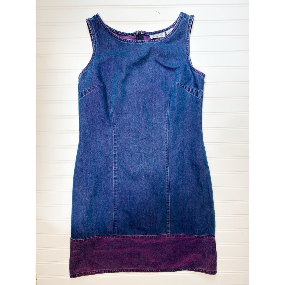 90s Access Sleeveless Denim Dress – Size 9/10 (Fits Like a M)